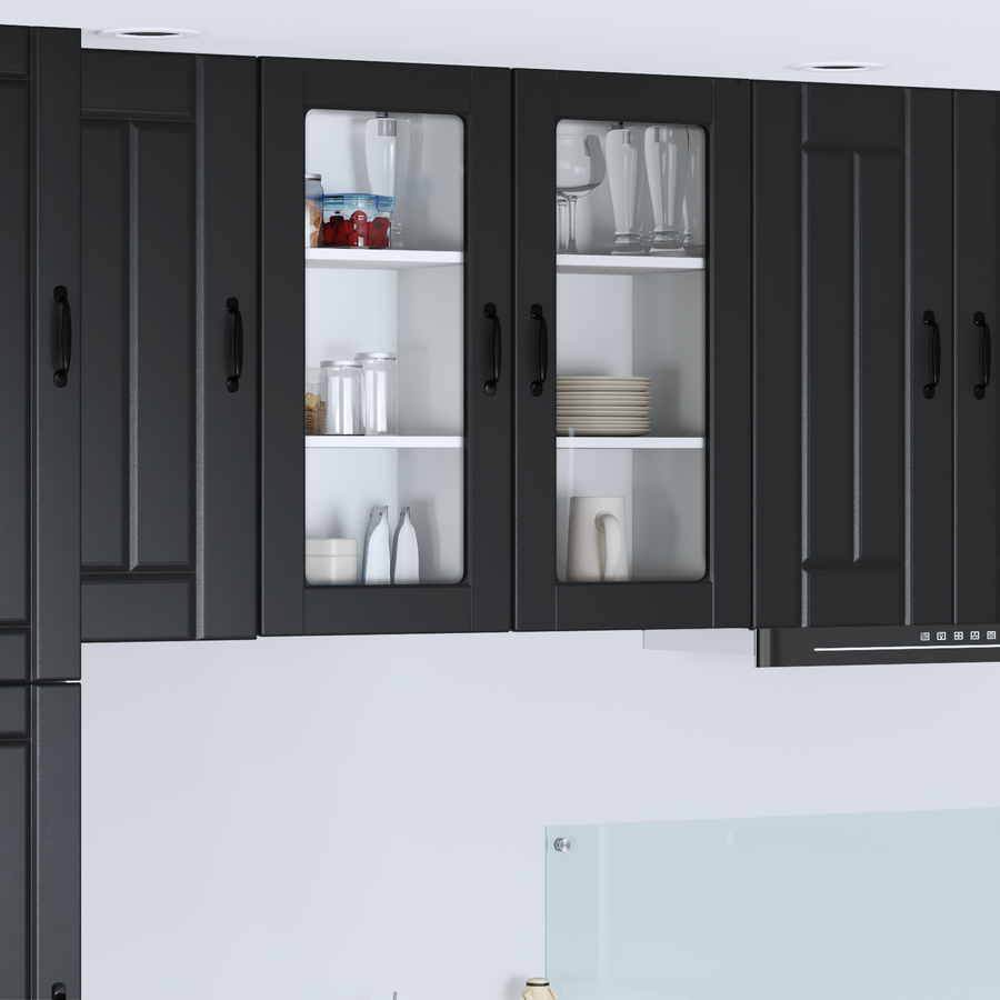 Wall Glass Cabinet LUCCA Black 40 x 31 x 80 cm Engineered Wood