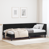 Corner Bed Frame with Headboard Black 90 cm x 190 cm Velvet - Front View