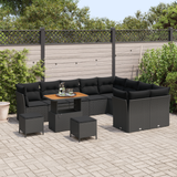 Garden Sofa Set with Cushion with Storage 12 pcs Black