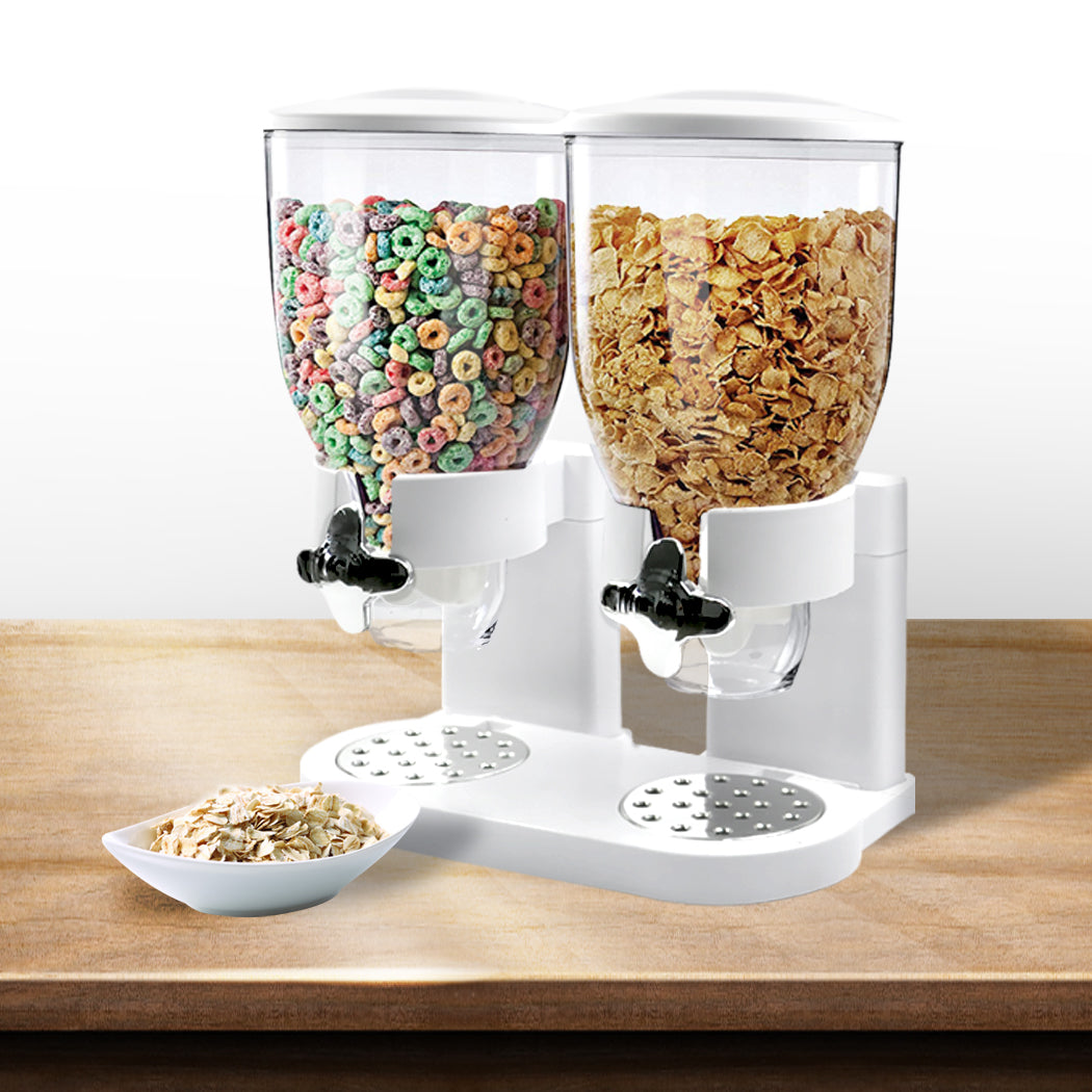 TOQUE Double Cereal Dispenser Dry Food White-2006733302328856583