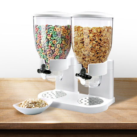TOQUE Double Cereal Dispenser Dry Food White-2006733302328856583