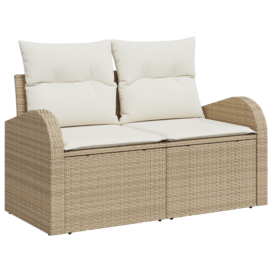 Garden Sofa with Cushion Beige 124 x 62 x 69cm Poly Rattan