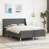 Bed Frame with Mattress Dark Grey 137 x 190 cm Fabric - Front View