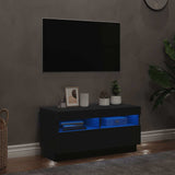 TV Cabinet with LED Lights Black 80x35x40 cm - Front View