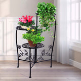 Plant Stand Outdoor Indoor Flower Pots Black - Close-Up Angle