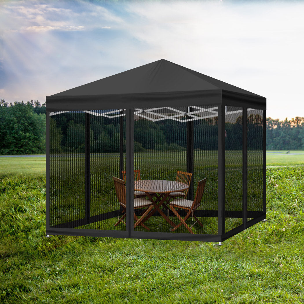 Mountview Gazebo Pop Up Marquee Outdoor Black-2018816886715846663