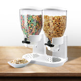 TOQUE Double Cereal Dispenser Dry Food White - Close-Up Angle