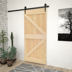 Door NARVIK 100 x 210 cm Solid Pine Wood (Untreated) Natural