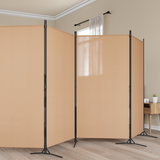 5-Panel Room Divider Beige 433 x 180 cm Fabric - Front View