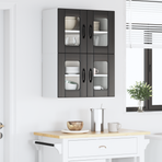 Wall Glass Cabinet LUCCA 2 pcs Black Engineered Wood