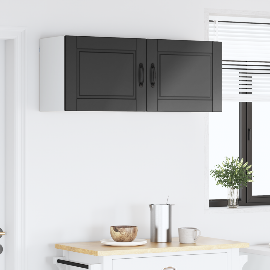 Wall Cabinet PORTO 2 pcs Black Engineered Wood