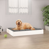 Dog Bed White 71.5x54x9 cm Solid Wood Pine - Front View