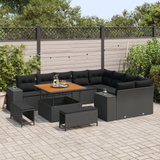 Garden Sofa Set with Cushion with Storage 12 pcs Black - Side View