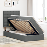 Storage Bed with Headboard Dark Grey 107 x 203 cm Fabric