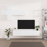 7 Piece TV Cabinet Set White Engineered Wood - Front View