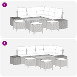 Garden Sofa Set 9 pcs Black Poly Rattan and Powder-coated Steel