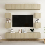 8 Piece TV Cabinet Set Sonoma Oak Engineered Wood - Front View