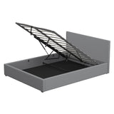 Milano Luxury Gas Lift Bed with Headboard (Model 1) - Grey No.28 - Double - Low Angle