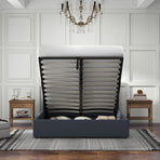 Milano Luxury Gas Lift Bed with Headboard (Model 1) - Charcoal No.35 - King Single-1951134895325712386