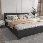 Milano Sienna Luxury Bed with Headboard (Model 2) - Charcoal No.35 - King Single-1951134895539621892