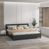 Milano Sienna Luxury Bed with Headboard (Model 2) - Charcoal No.35 - Queen - Low Angle