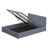 Milano Luxury Gas Lift Bed with Headboard (Model 1) - Charcoal No.35 - Single - Low Angle