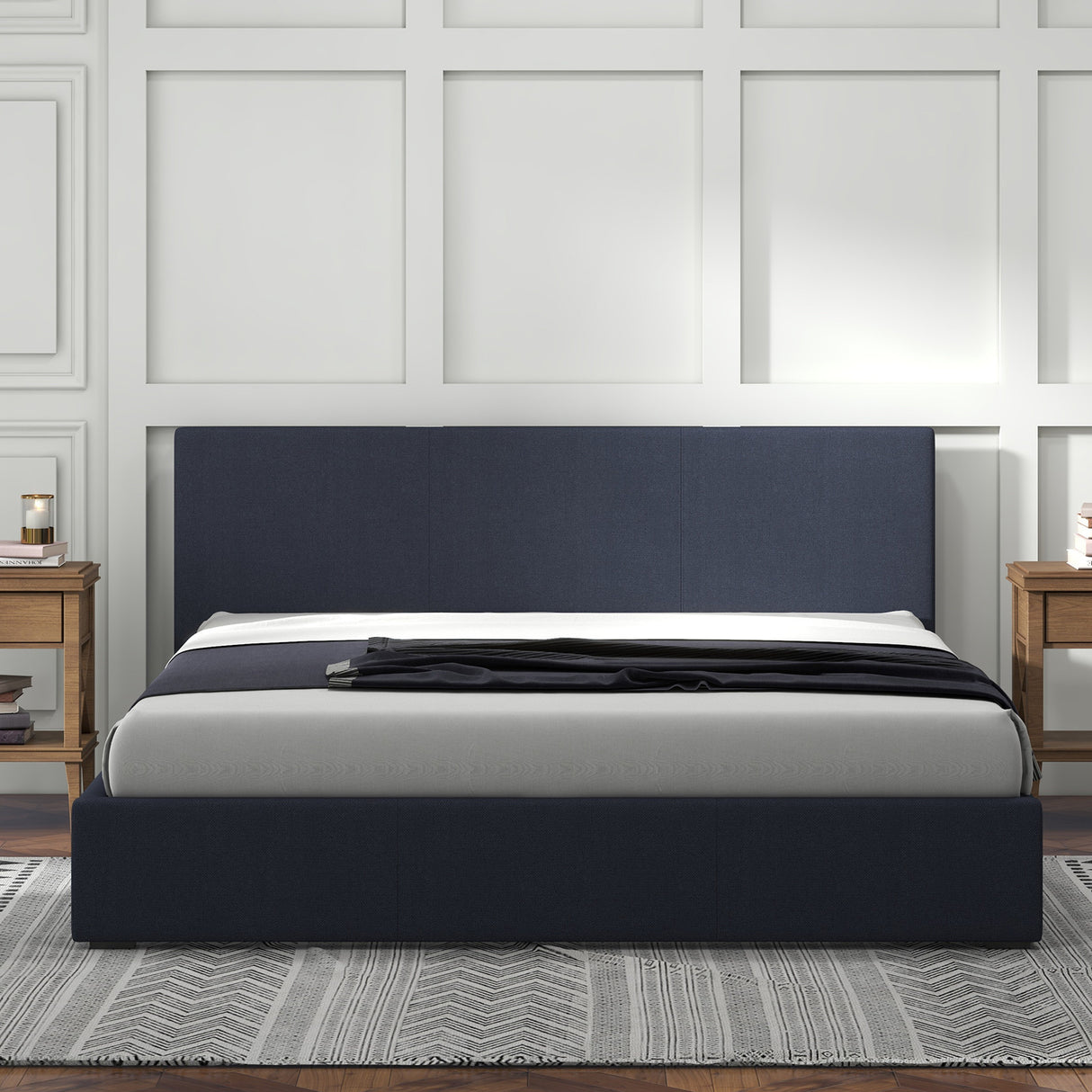 Milano Luxury Gas Lift Bed with Headboard (Model 1) - Charcoal No.35 - Single-1951134896567226373
