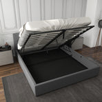 Milano Capri Luxury Gas Lift Bed With Headboard (Model 3) - Grey No.28 - Single-1951134896982462467