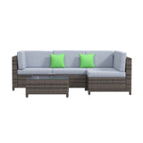 Milano Outdoor 5 PC Rattan Sofa Set Colour Oatmeal Seat & Black Coating (5 Boxes) - Low Angle