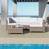 Milano Outdoor 5 PC Rattan Sofa Set Colour Oatmeal Seat & Black Coating (5 Boxes)-1951134907447250945