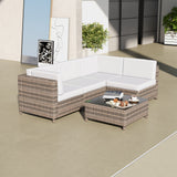 Milano Outdoor 5 PC Rattan Sofa Set Colour Oatmeal Seat & Black Coating (5 Boxes) - Side View