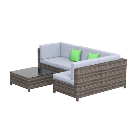 Milano Outdoor 5 PC Rattan Sofa Set Colour Oatmeal Seat & Black Coating (5 Boxes)-1951134907447250949