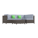 Milano Outdoor 5 PC Rattan Sofa Set Colour Oatmeal Seat & Black Coating (5 Boxes) - Rear View