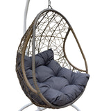 Arcadia Furniture Rocking Egg Chair - Oatmeal and Grey - 45-Degree Angle