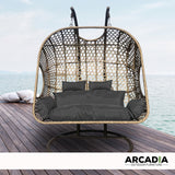 Arcadia Furniture 2 Seater Rocking Egg Chair - Oatmeal and Grey