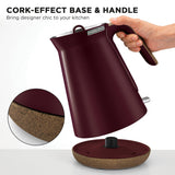 Morphy Richards 1.5L Aspect Kettle - Maroon & Cork - Close-Up Angle