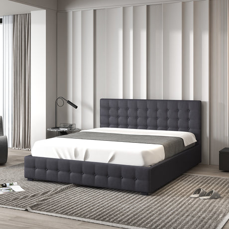 Milano Decor Eden Gas Lift Bed - Dark Grey - King Single-1951134897431252993