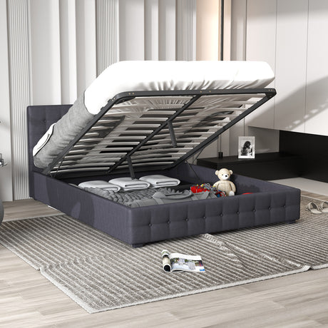 Milano Decor Eden Gas Lift Bed - Dark Grey - King Single-1951134897431252995