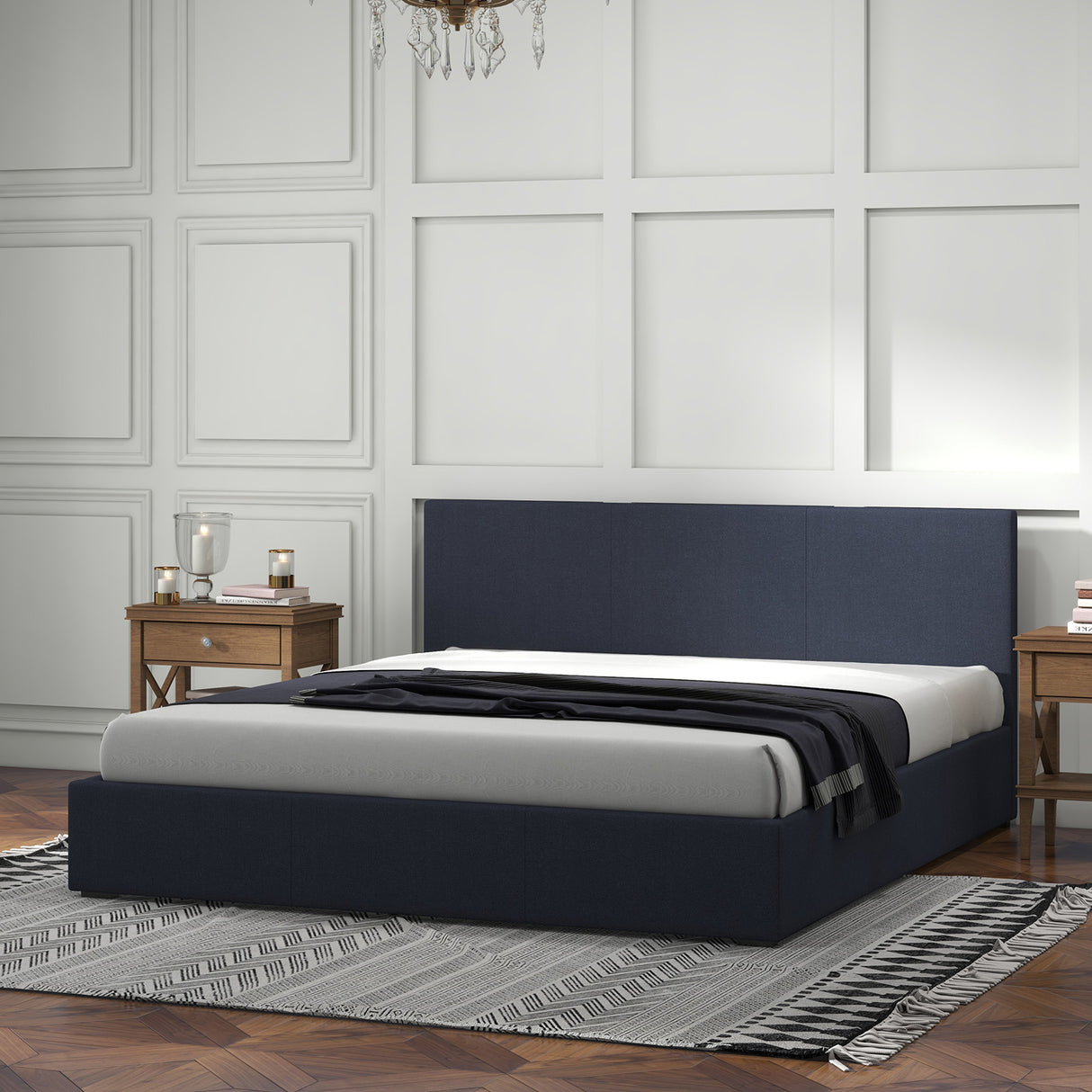 Milano Luxury Gas Lift Bed with Headboard (Model 1) - Charcoal No.35 - Double-1951134898253336580