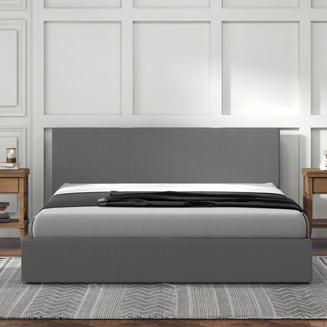 Milano Luxury Gas Lift Bed with Headboard (Model 1) - Grey No.28 - King Single-1951134899142529030