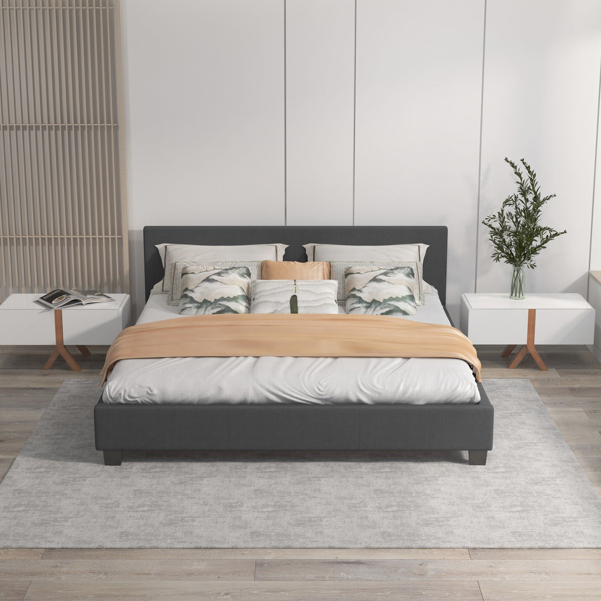 Milano Sienna Luxury Bed with Headboard (Model 2) - Charcoal No.35 - Single-1951134899348049922