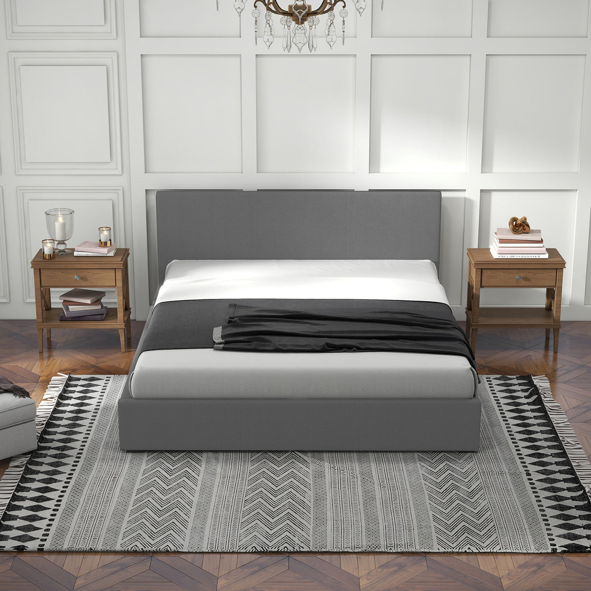 Milano Sienna Luxury Bed with Headboard (Model 2) - Grey No.28 - King Single-1951134899591319555