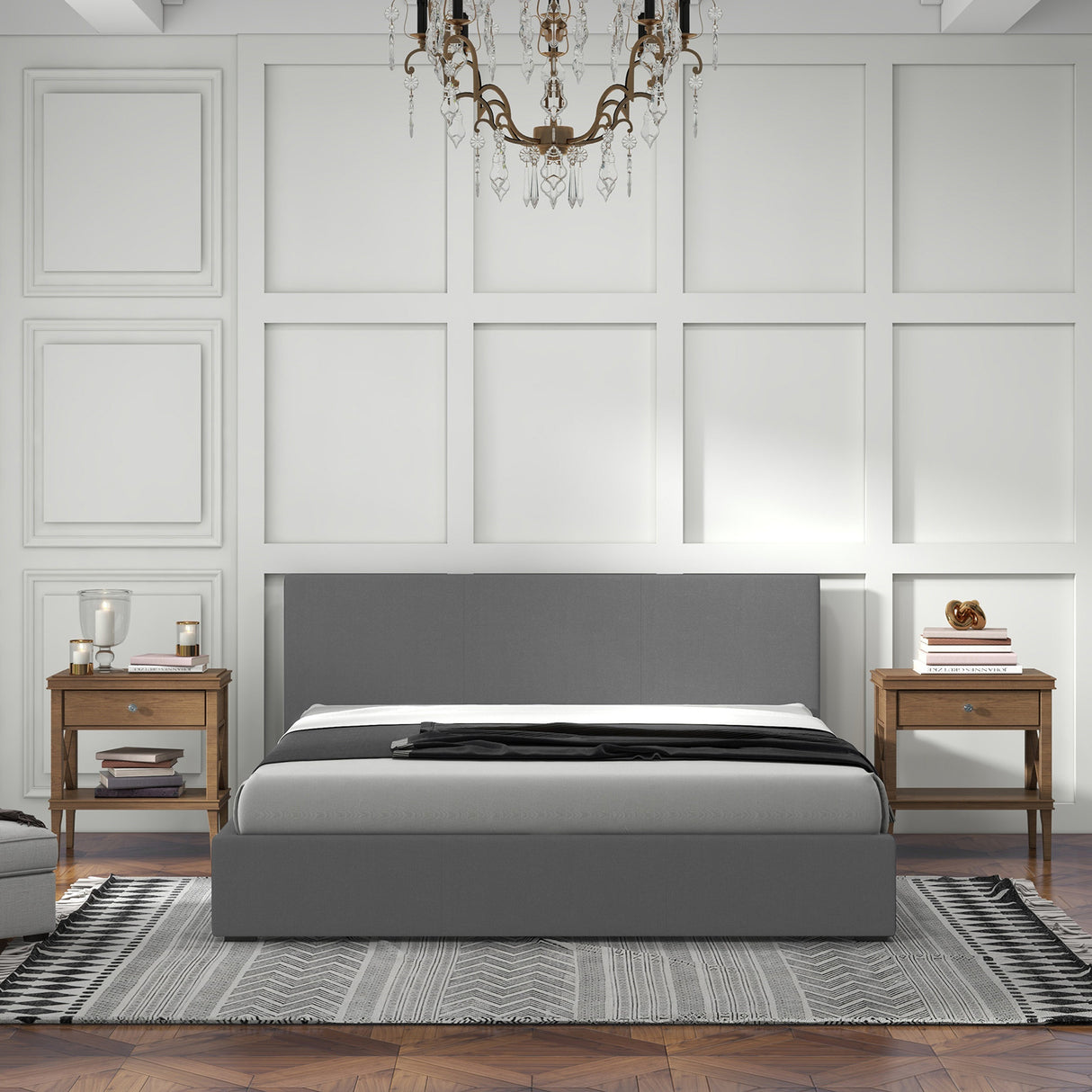 Milano Sienna Luxury Bed with Headboard (Model 2) - Grey No.28 - King Single-1951134899591319558