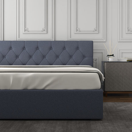 Milano Capri Luxury Gas Lift Bed With Headboard (Model 3) - Charcoal No.35 - Single-1951134900430180354