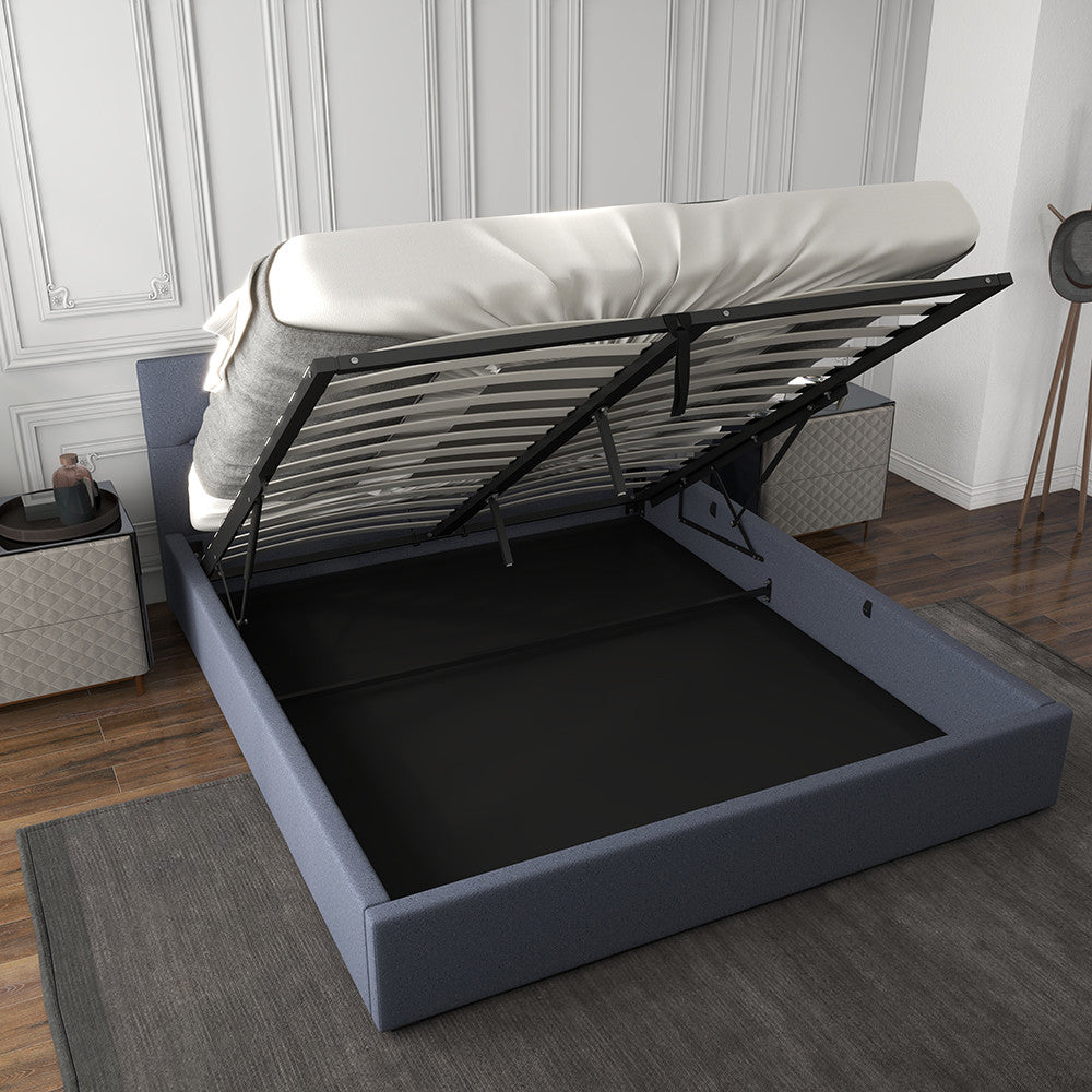 Milano Capri Luxury Gas Lift Bed With Headboard (Model 3) - Charcoal No.35 - Single-1951134900430180355