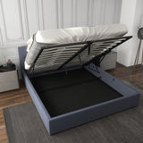 Milano Capri Luxury Gas Lift Bed With Headboard (Model 3) - Charcoal No.35 - Double - Side View