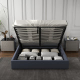 Milano Capri Luxury Gas Lift Bed With Headboard (Model 3) - Charcoal No.35 - Double - Rear View