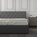 Milano Capri Luxury Gas Lift Bed With Headboard (Model 3) - Grey No.28 - Queen - Front View