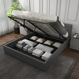 Milano Capri Luxury Gas Lift Bed With Headboard (Model 3) - Grey No.28 - Queen - Close-Up Angle