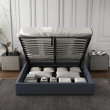 Milano Capri Luxury Gas Lift Bed With Headboard (Model 3) - Charcoal No.35 - King - Rear View